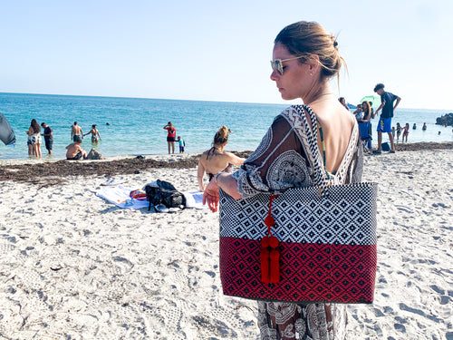 Red, Black and White Tote