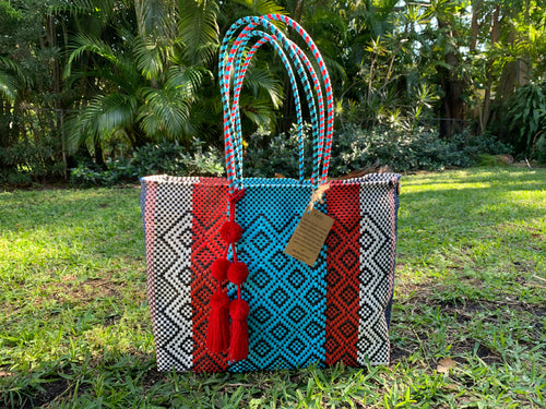 Blue, Red and White Tote