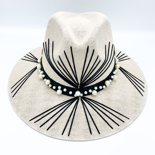 Pearls and Black Sun Hat. Limited Edition