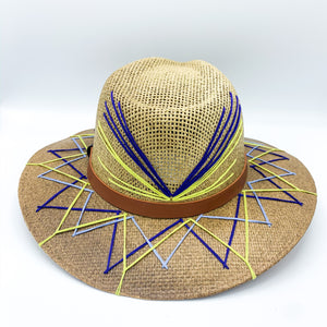 Blue yellow Boho Hat