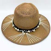 Load image into Gallery viewer, Pearls and Off White Sun Hat. Limited Edition