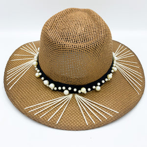 Pearls and Off White Sun Hat. Limited Edition