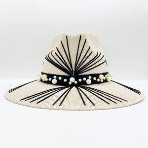 Pearls and Black Sun Hat. Limited Edition