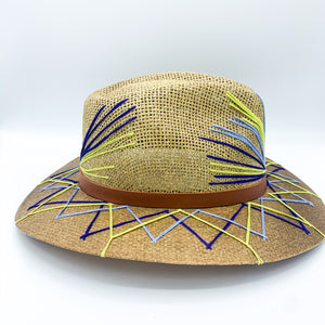 Blue yellow Boho Hat