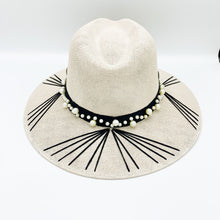 Load image into Gallery viewer, Pearls and Black Sun Hat. Limited Edition