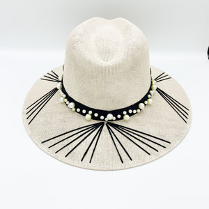 Pearls and Black Sun Hat. Limited Edition