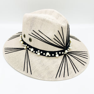 Pearls and Black Sun Hat. Limited Edition